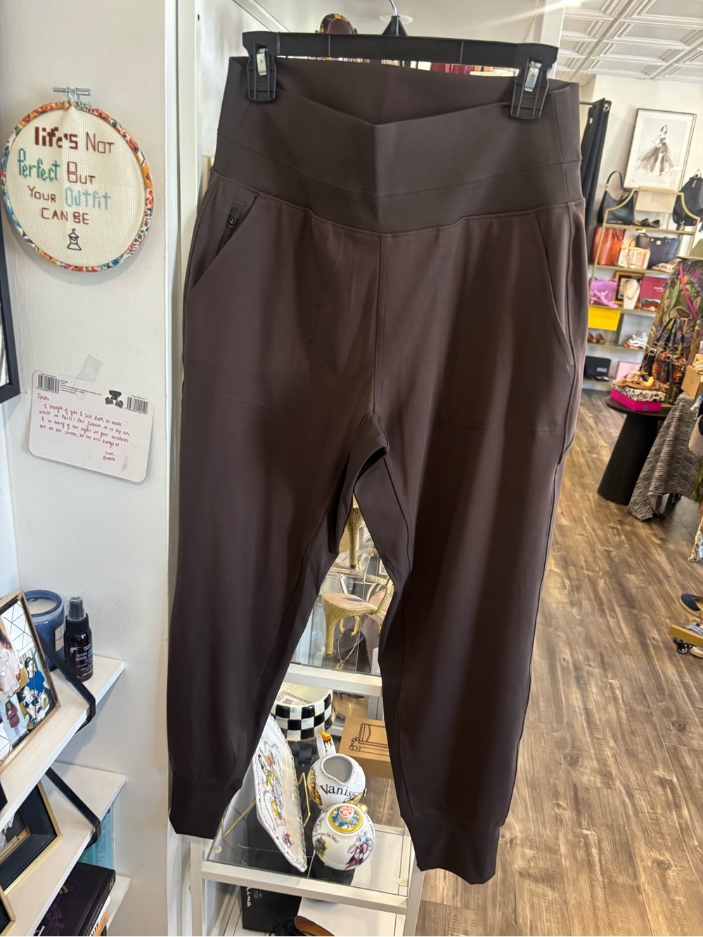 Athleta Womens Brown High-Waist Jogger Pants